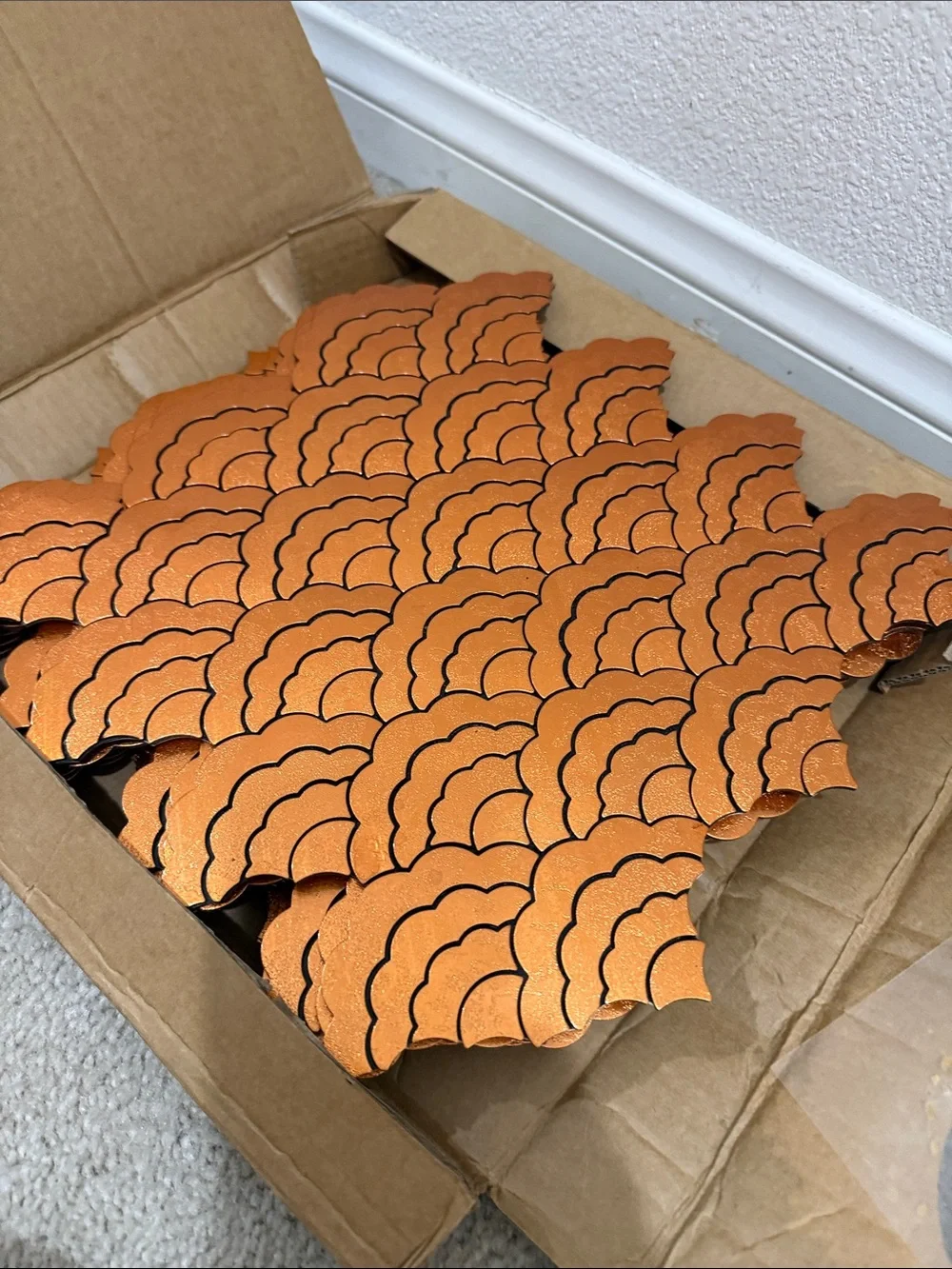 Decorative Metallic Orange Scalloped Tile Accent Mat - Home Accents 6 boxes -10